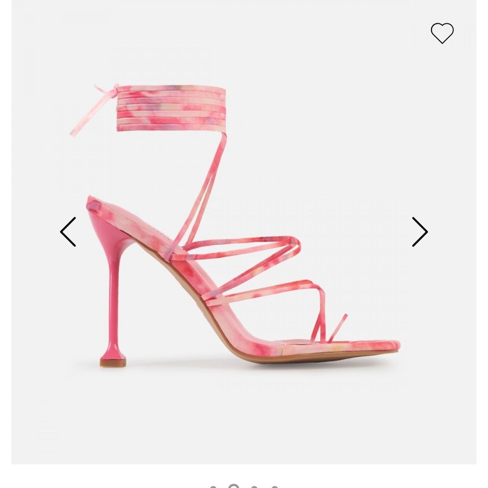 Simmi London: Effie Pink Printed Strappy Toe Loop Lace Up Heels NEVER WORN